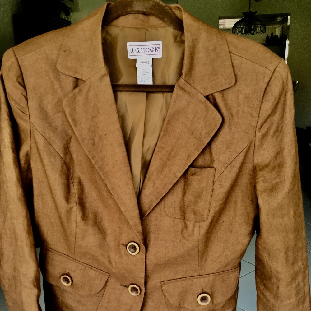 J G Hook Tobacco Short Linen Blazer
